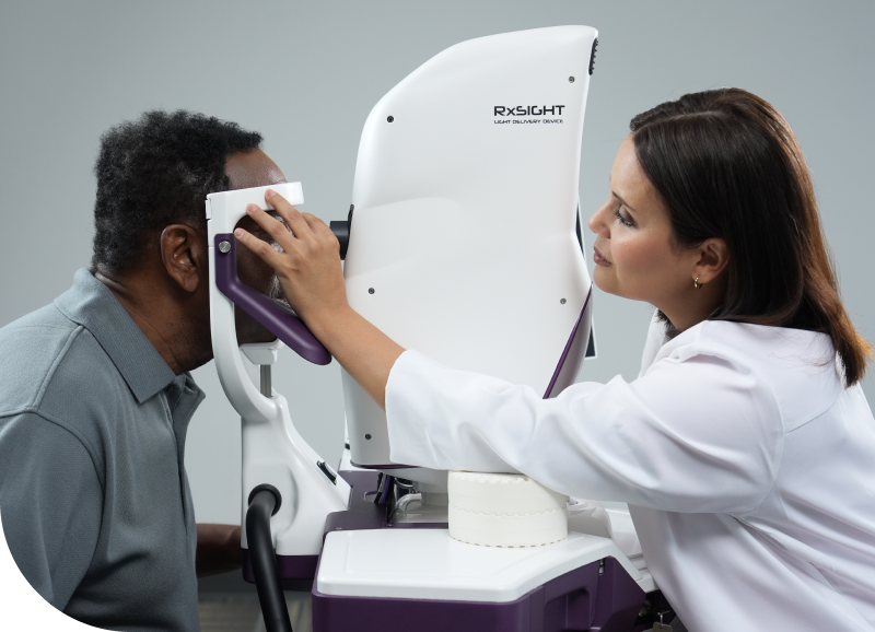 Eye Doctor doing an exam on a patient